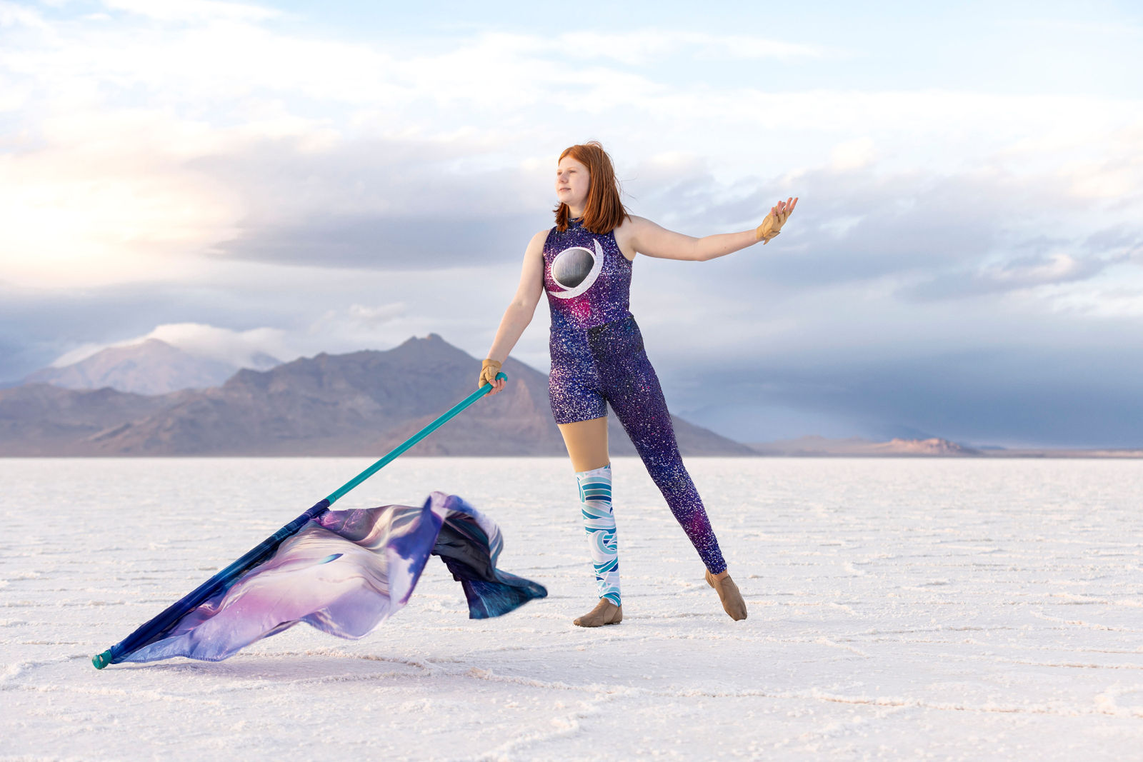 Bonneville Salt Flats senior portraits with outfit change and true-to-color editing