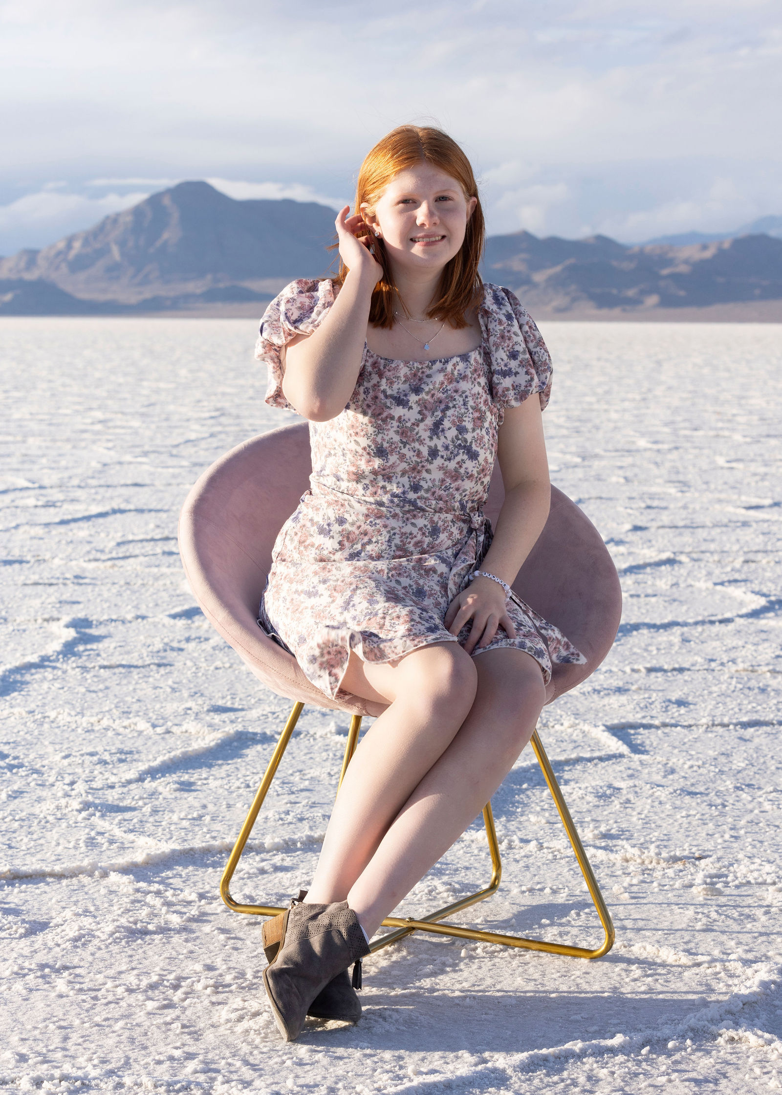 Salt Flats senior session portrait of Brielle with clean minimalist backdrop