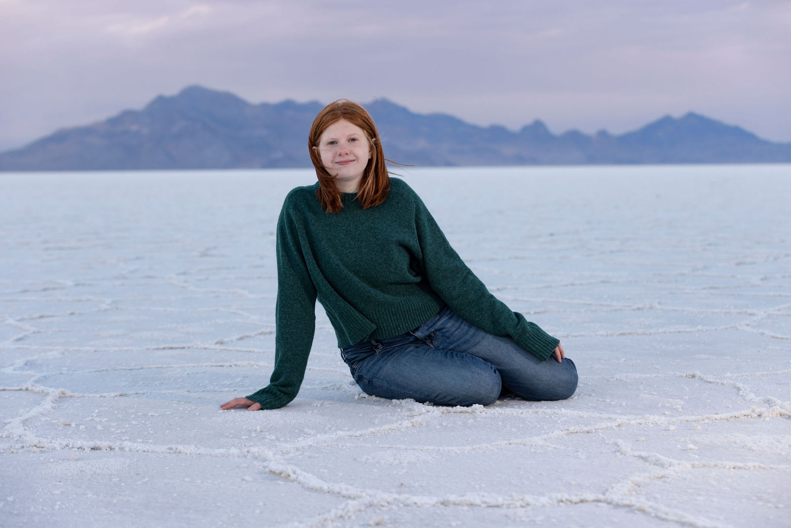 Salt Flats senior session featuring Brielle with dramatic minimalist background
