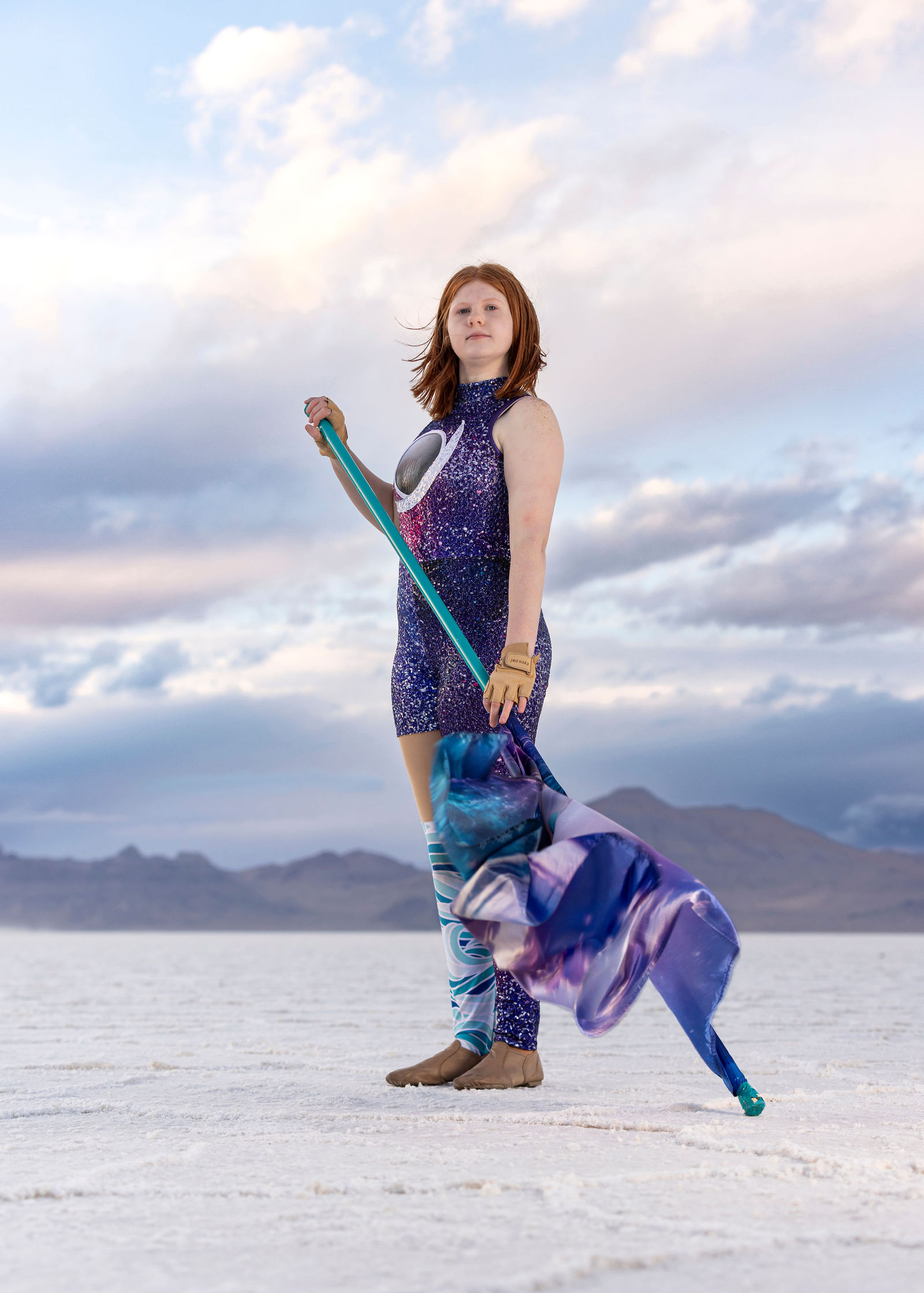 Salt Flats senior pictures in Utah featuring Brielle in editorial-style portrait