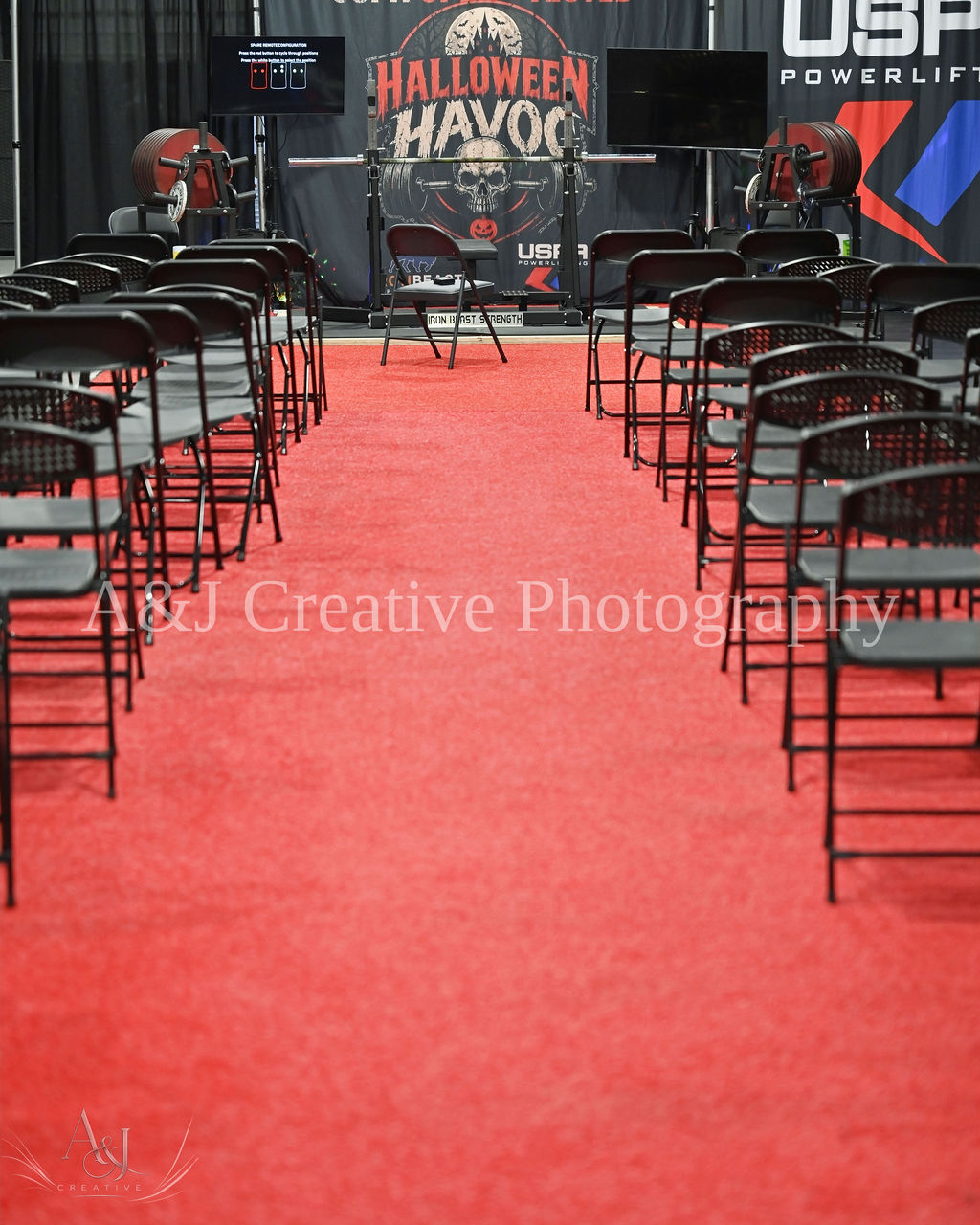 Competition platform and seating before USPA Halloween Havoc