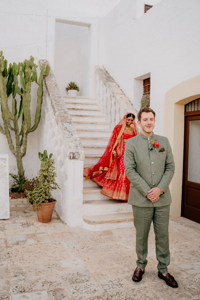 Wedding guests at outdoor Puglia celebration