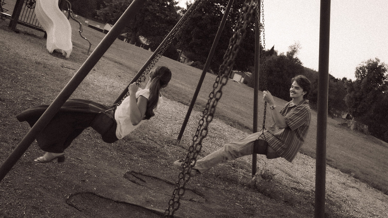Couple embracing outdoors