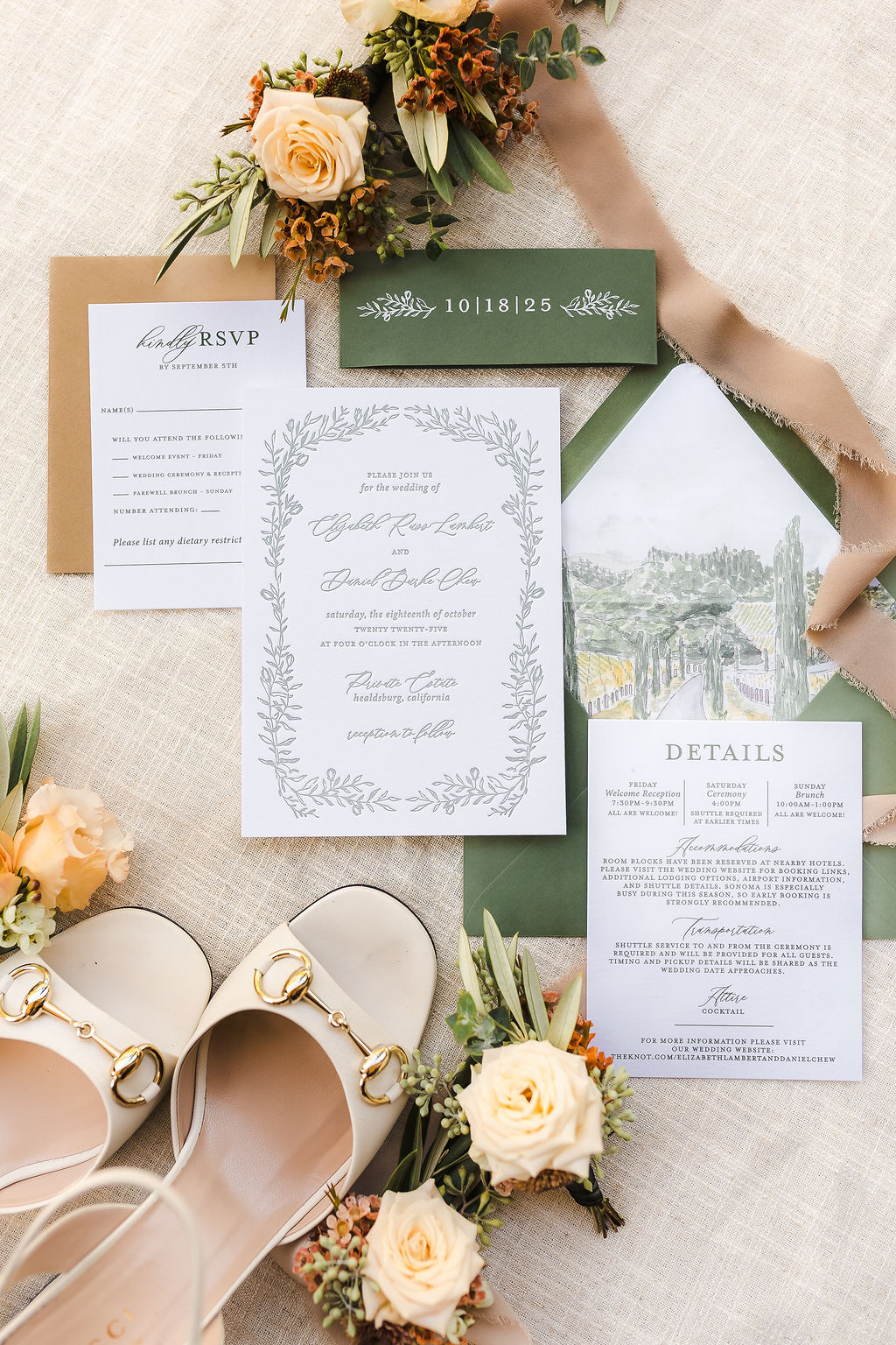 Wedding day details and rings at a Montage Healdsburg wedding in Healdsburg California