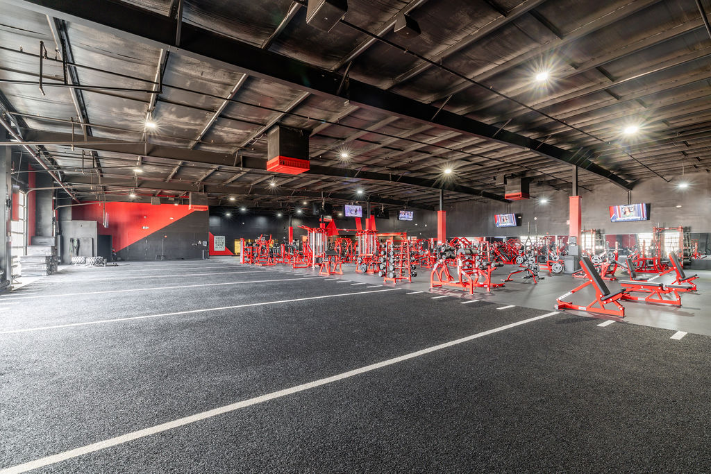 Turf training area with white lane markings