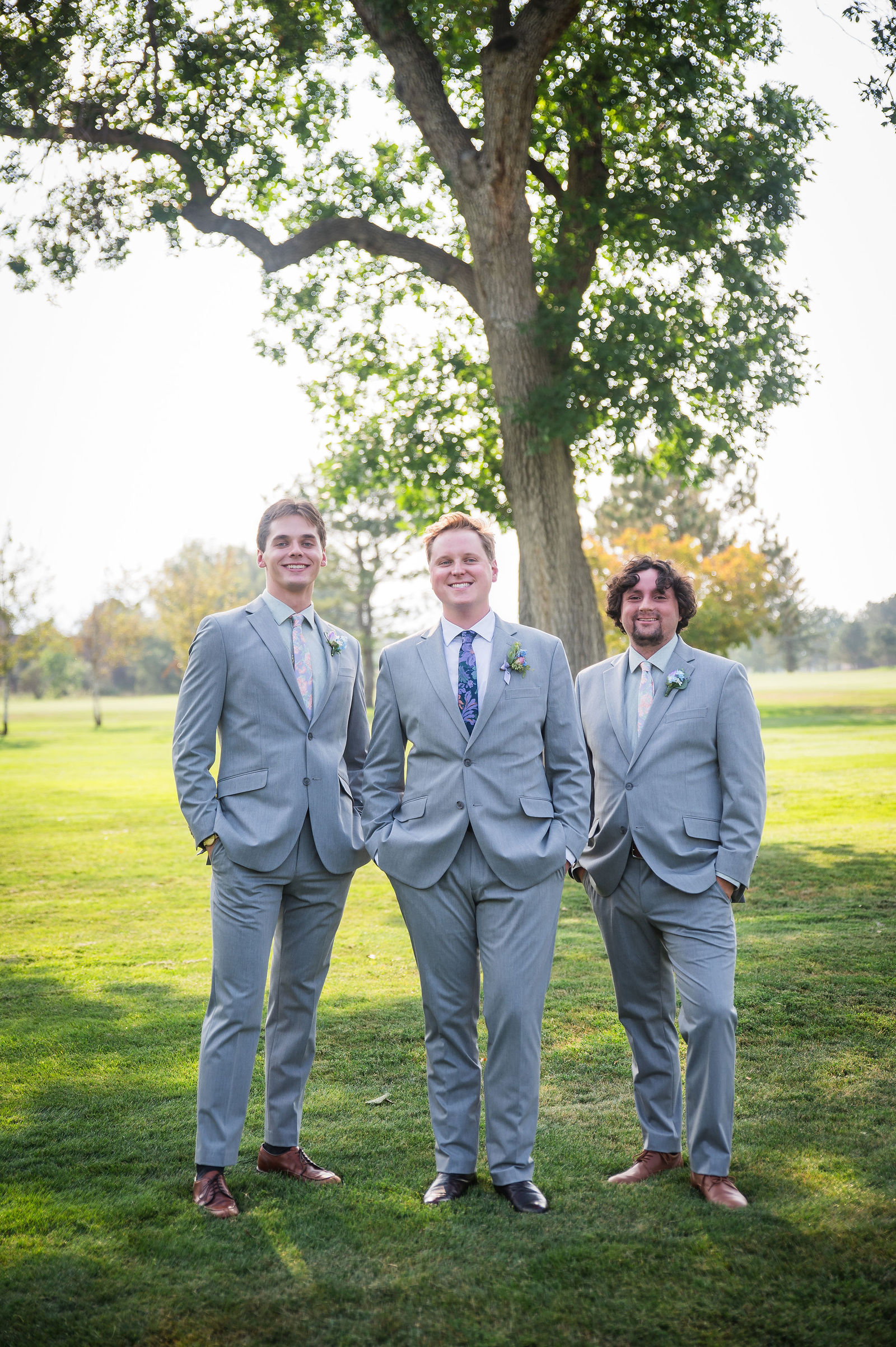 Groom and his groomsmen before the ceremony at The Barn at Raccoon Creek in Littleton, Colorado