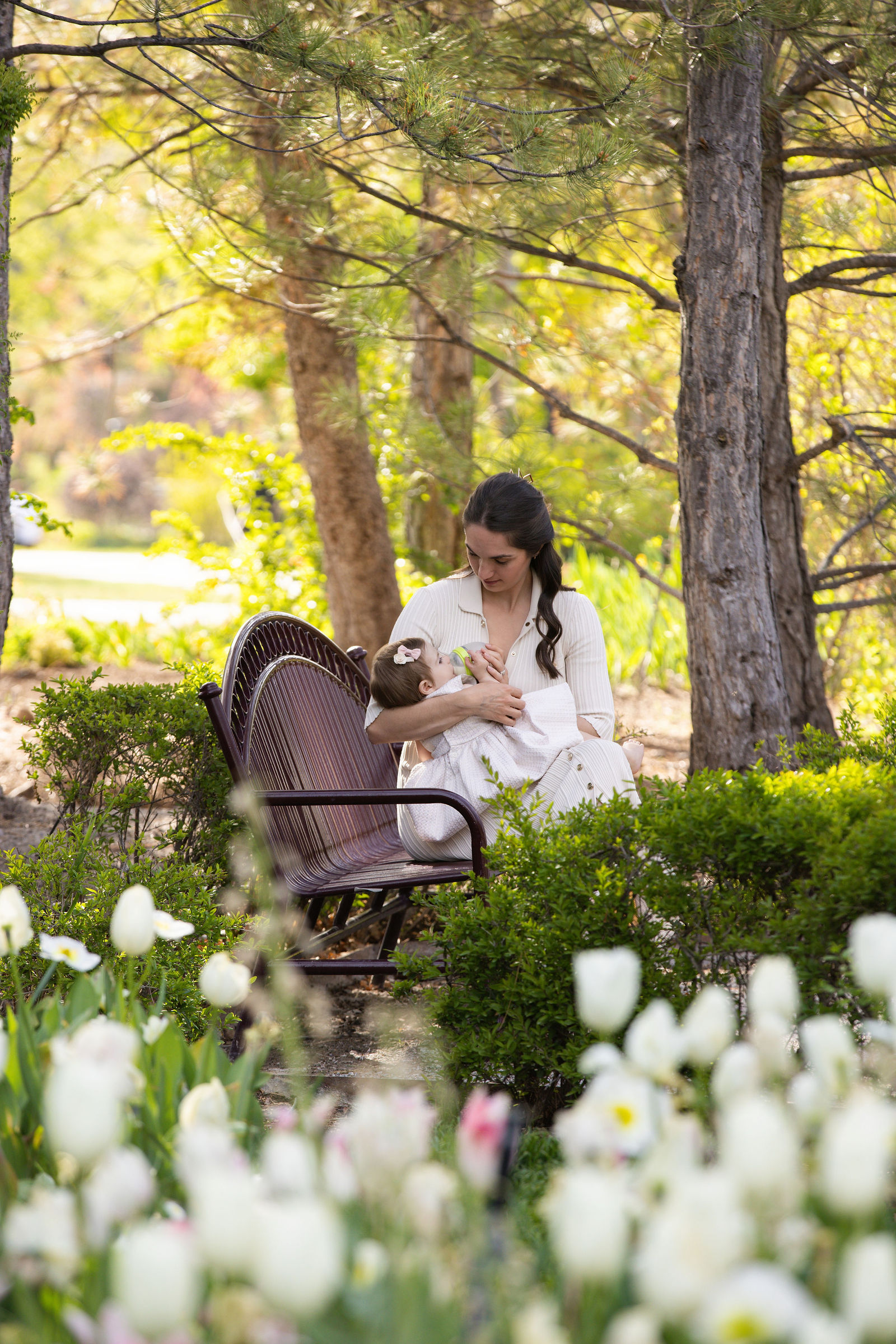 Family photos at Ashton Gardens during tulip season in Lehi Utah