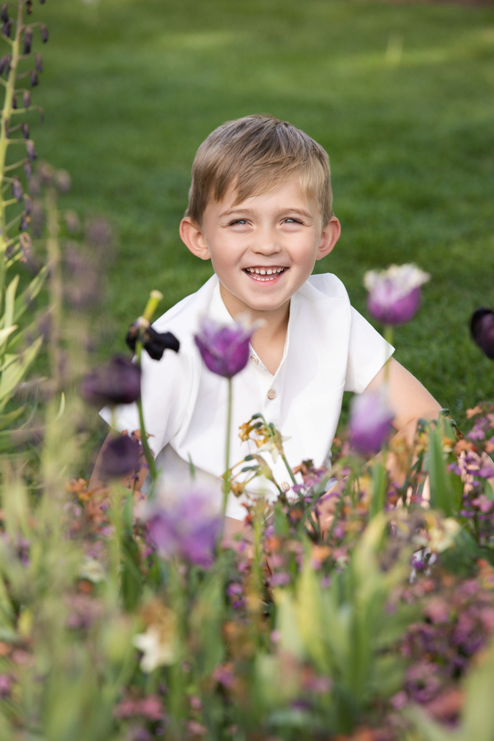 Child portrait during Thanksgiving Point Tulip Festival spring mini session