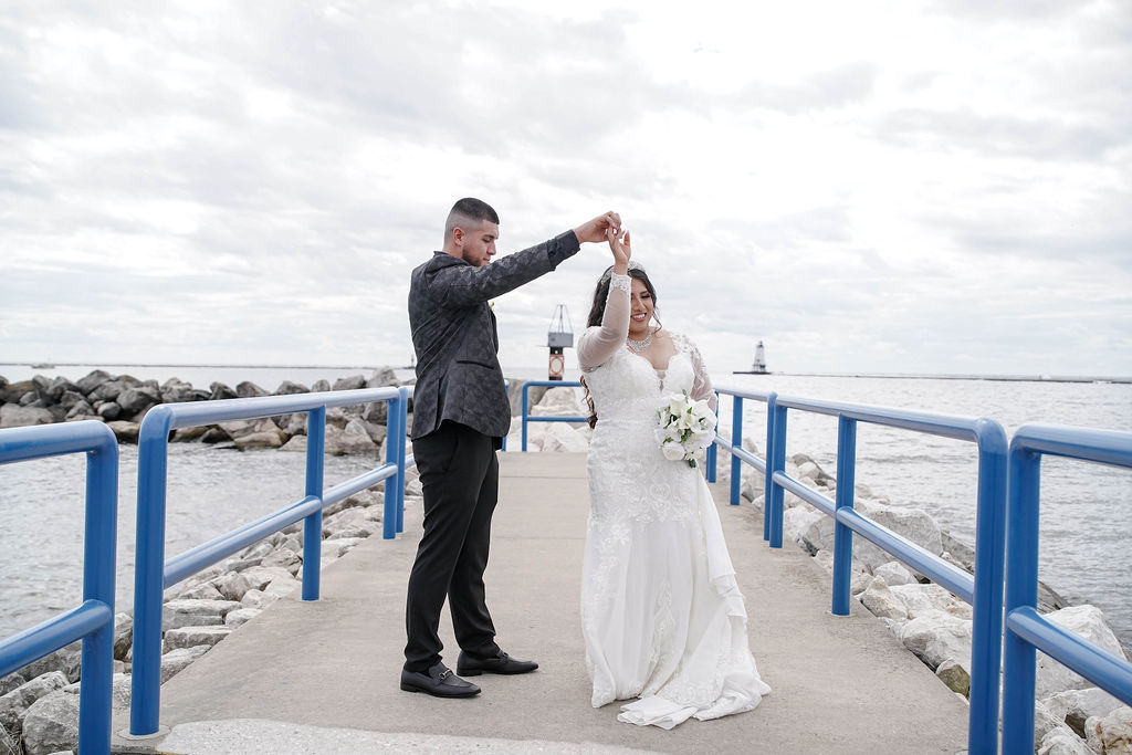 Elegant editorial portrait of the couple