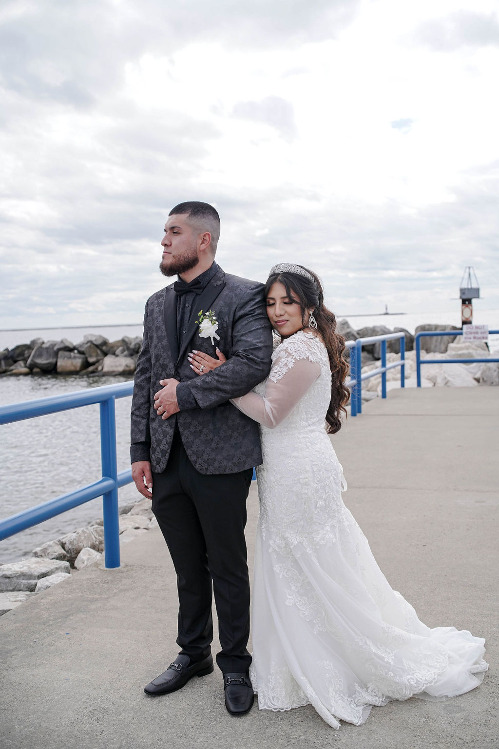 Romantic portrait of the couple in golden light