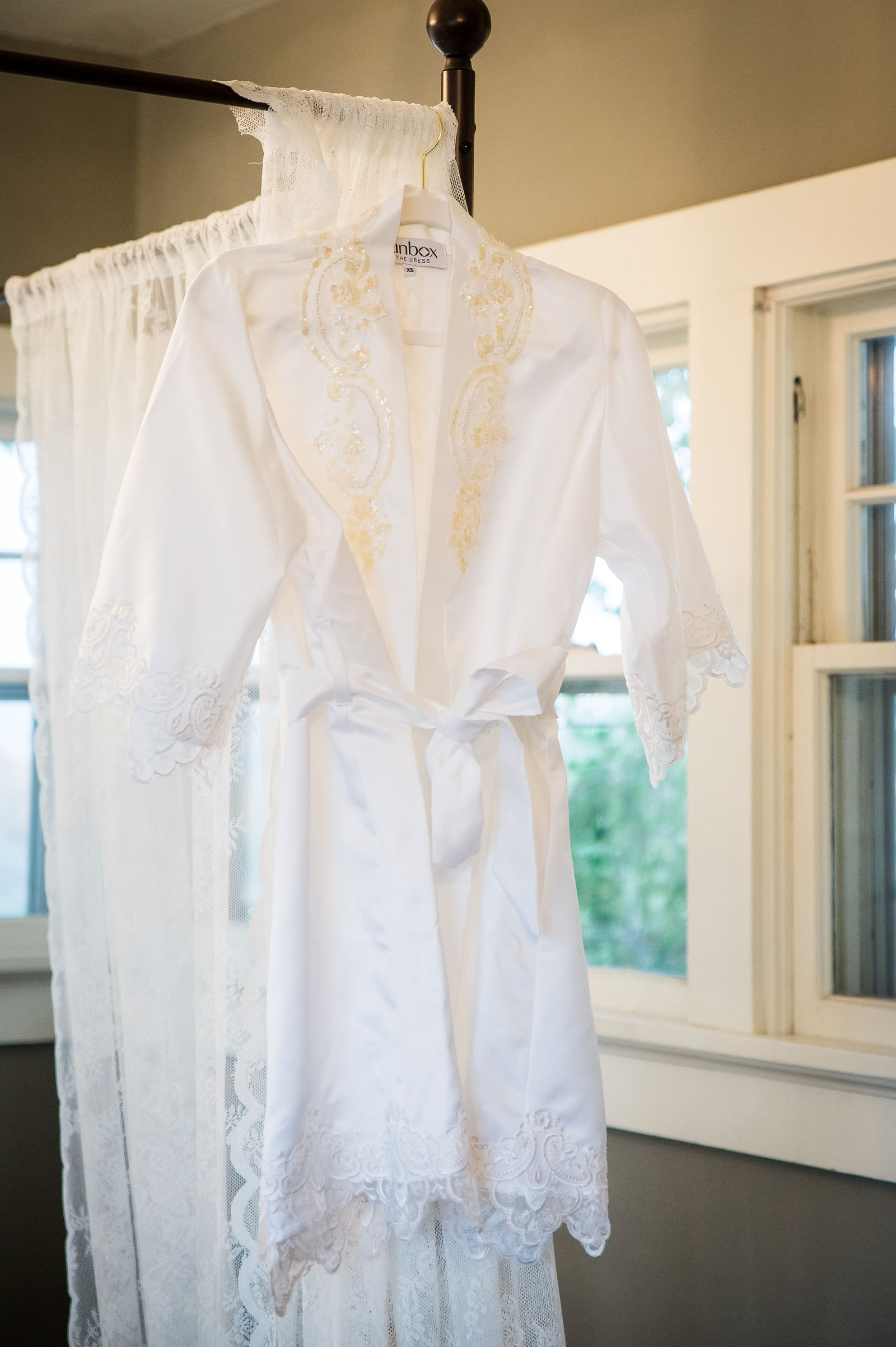 Bridal robe made from her mother's gown at a Colorado wedding