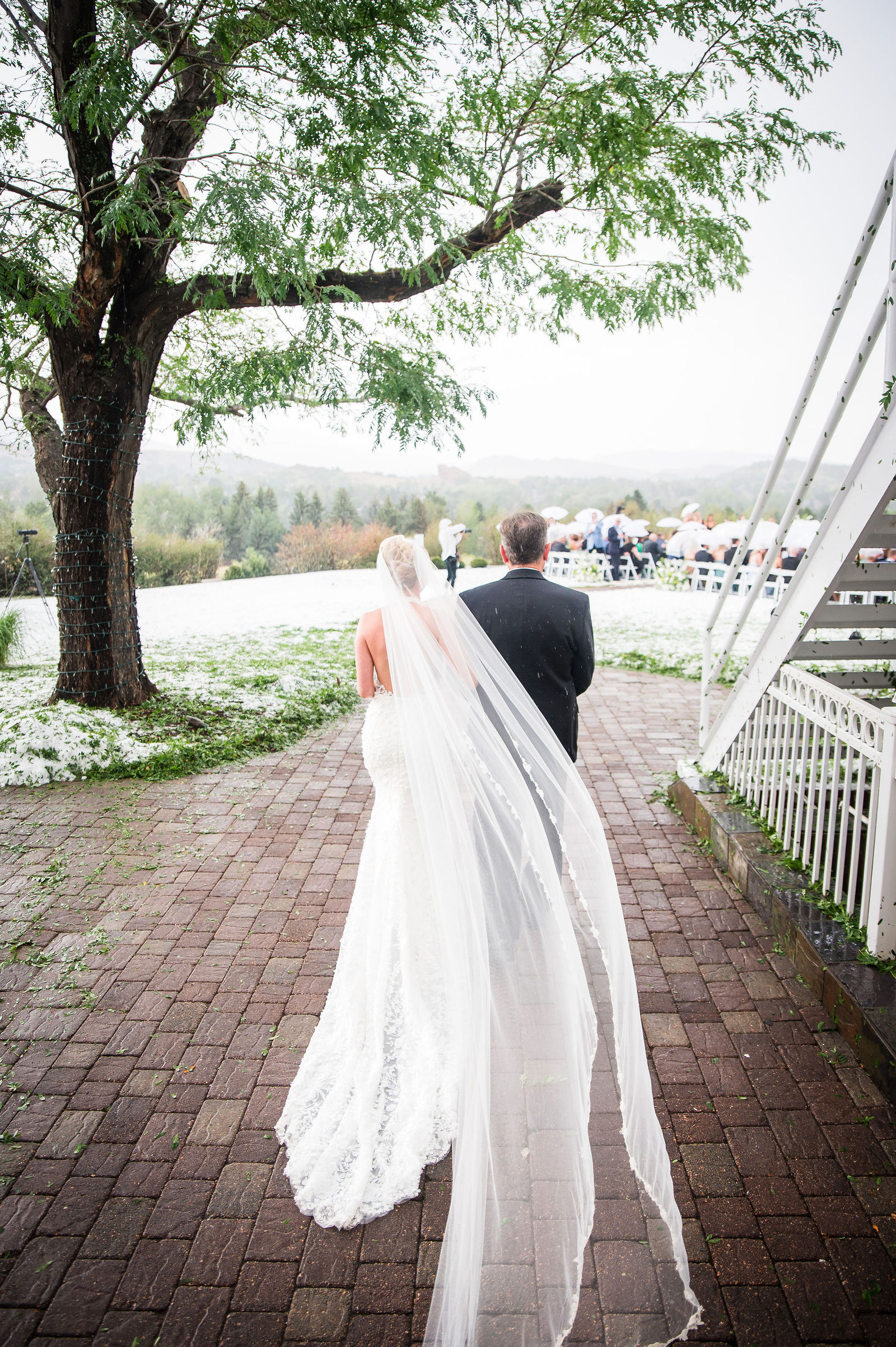 Groom watching the bride walk down the aisle at The Manor House