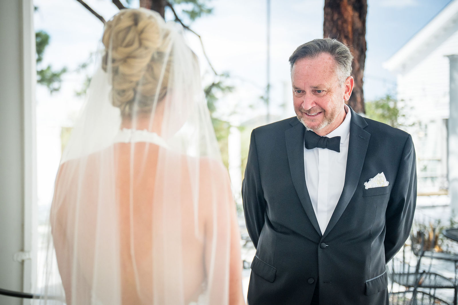 Father of the bride first look at The Manor House in Littleton, Colorado
