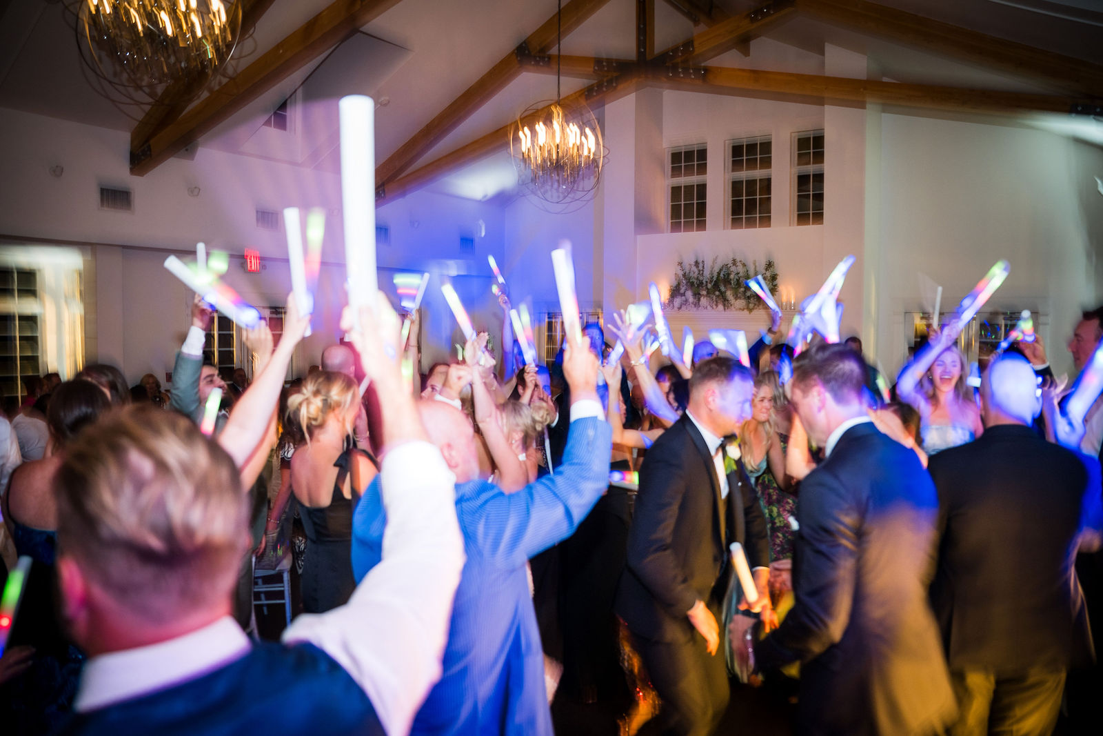 Packed dance floor at a Manor House wedding reception