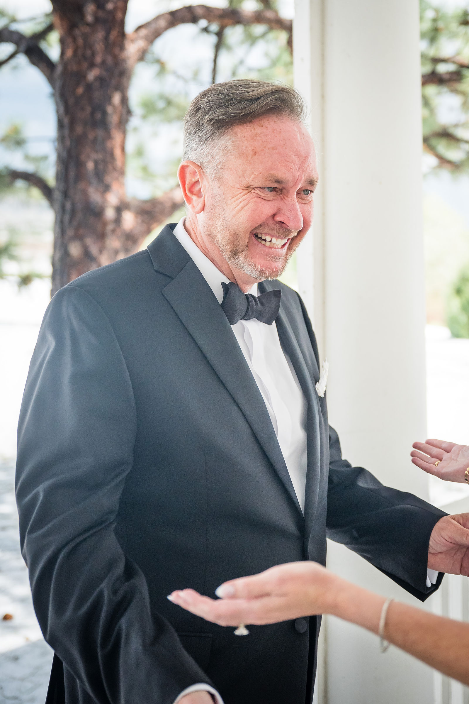 Emotional father daughter first look at a Manor House wedding