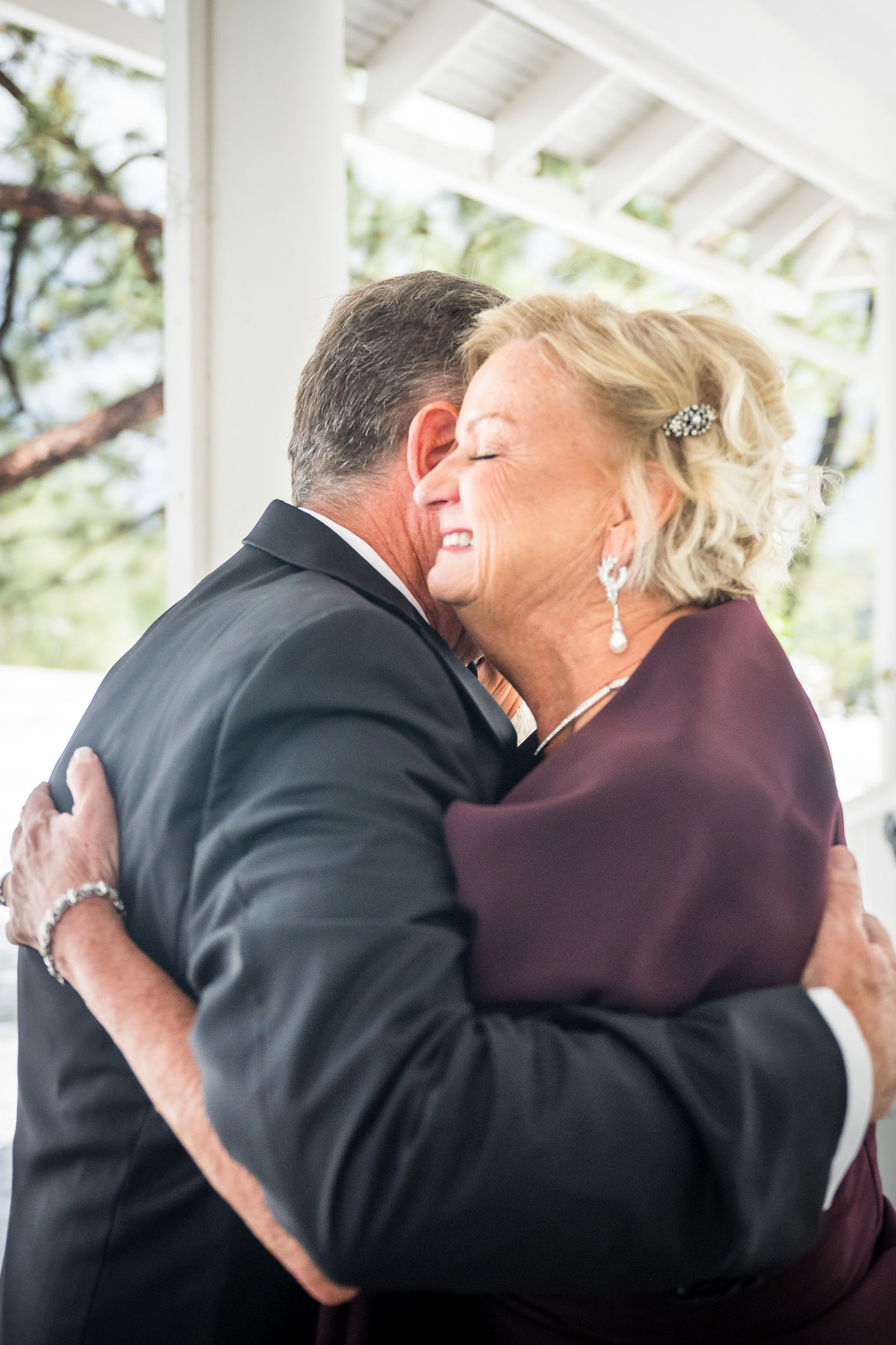 Parents of the bride first look at a Manor House wedding