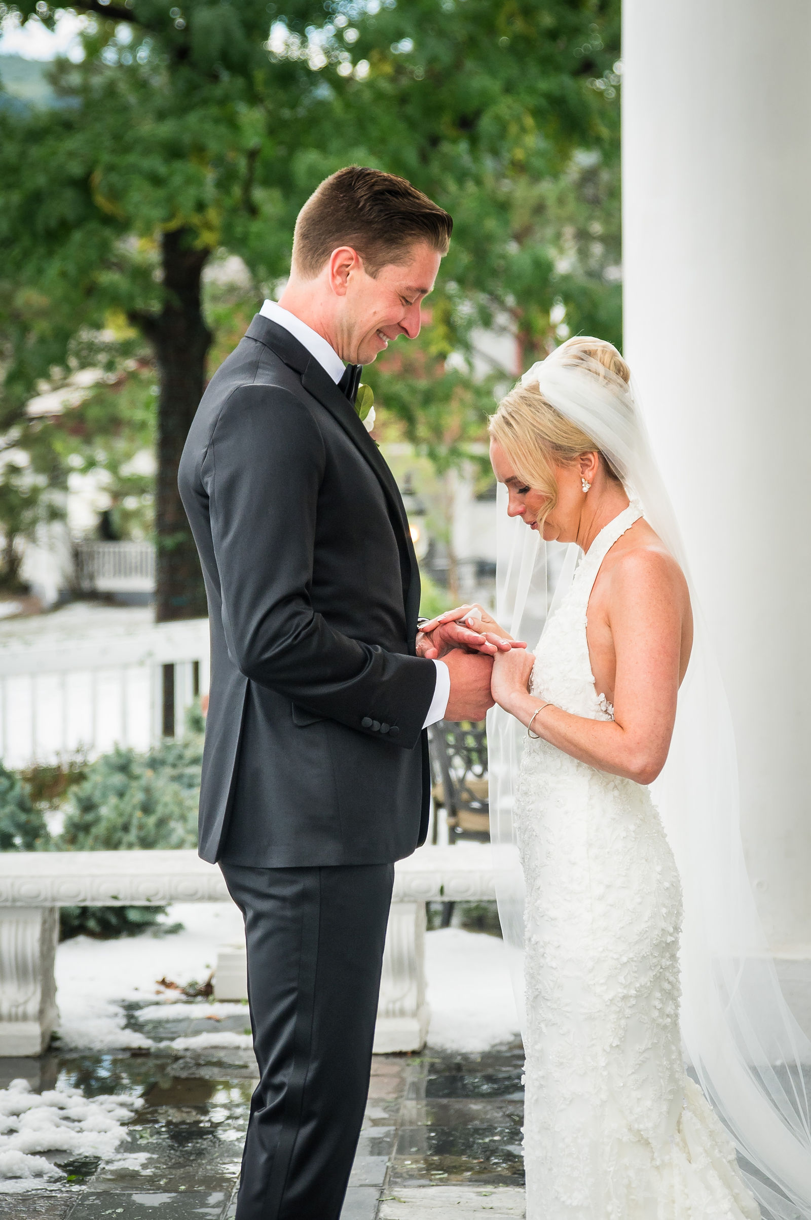 Private vows before the ceremony at The Manor House in Littleton, Colorado