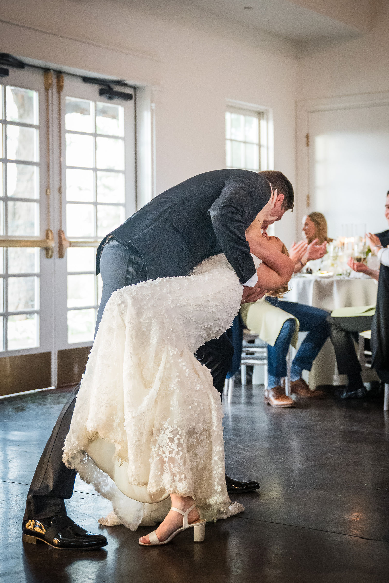 Bride and groom dancing at The Manor House in Littleton, Colorado