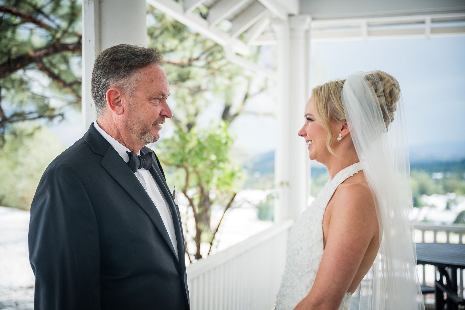 Bride and her father before the ceremony at The Manor House in Littleton, Colorado