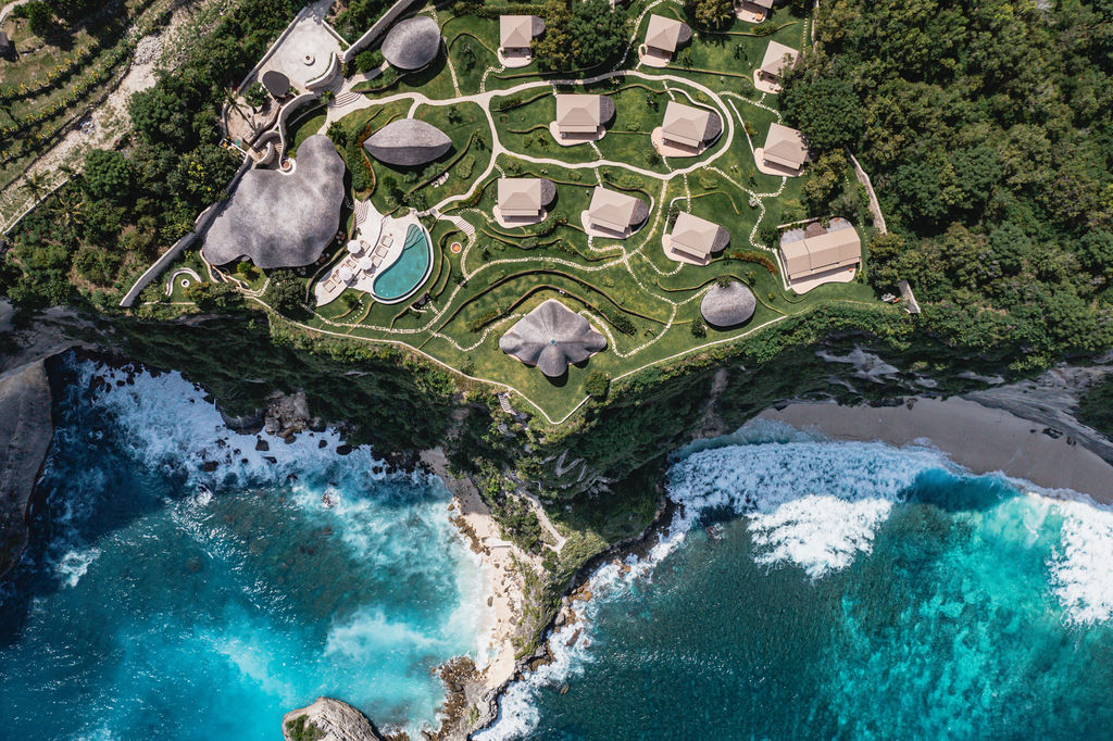 INTAAYA full property aerial on dramatic clifftop