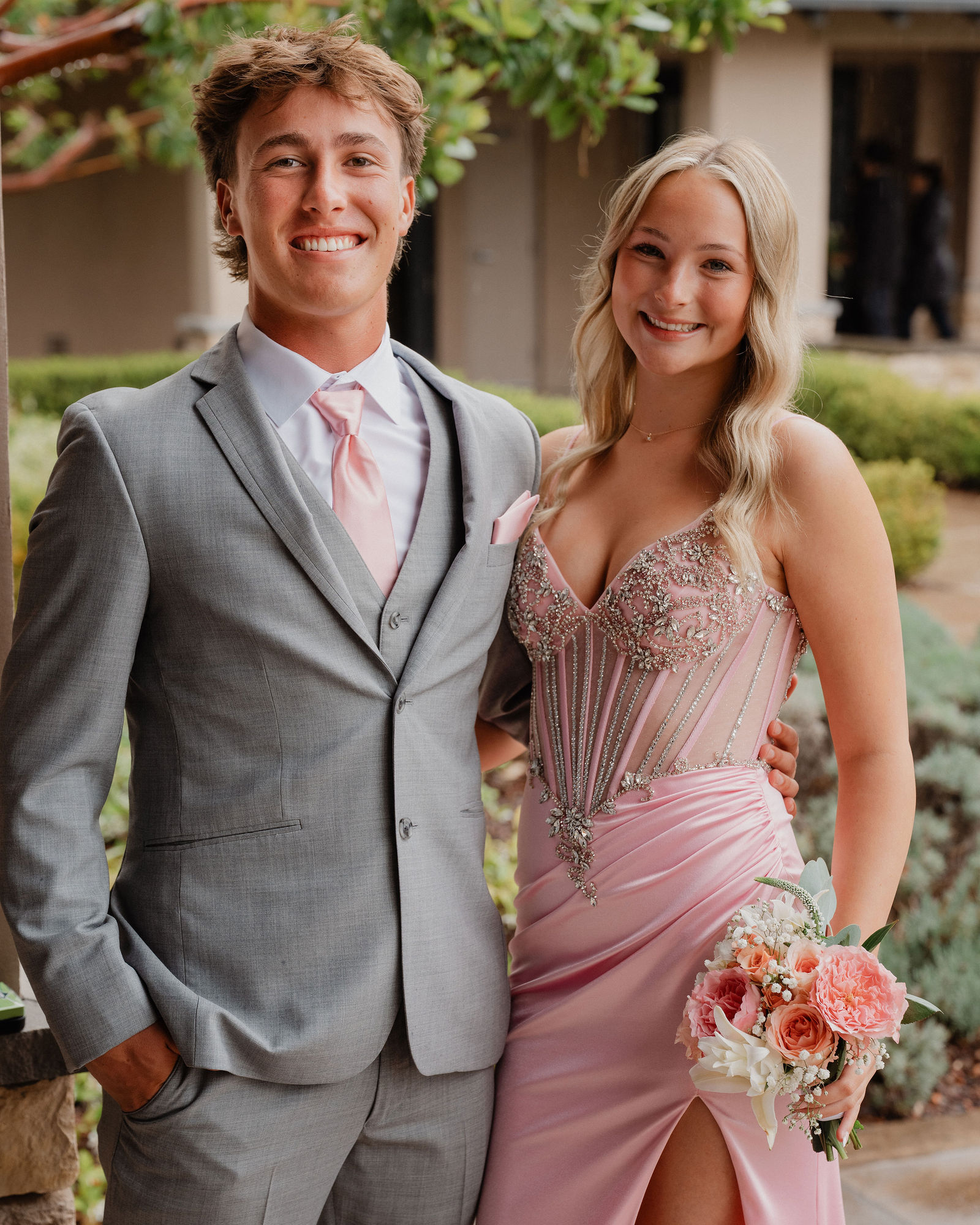 Prom couple portrait facing camera, Central Coast California