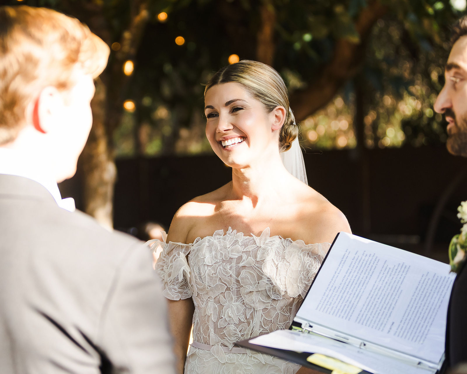 Bride reading her vows during a Barndiva wedding ceremony in Healdsburg California