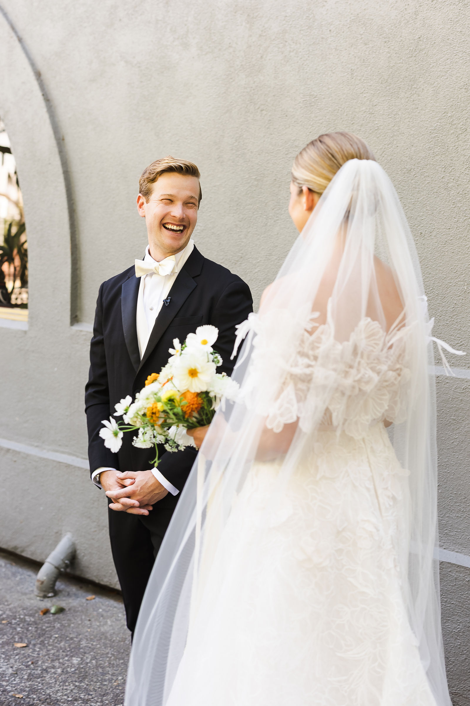 First look between bride and groom before their Barndiva wedding in Healdsburg California, photographed by Kreate Photography