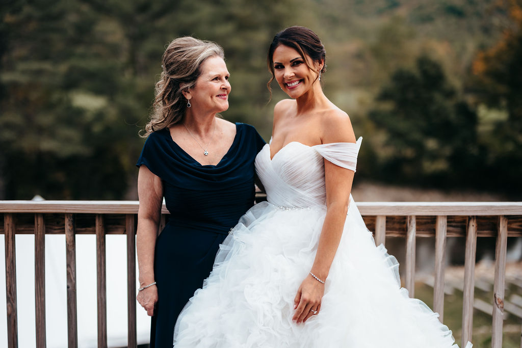 Heather with her mom on the deck