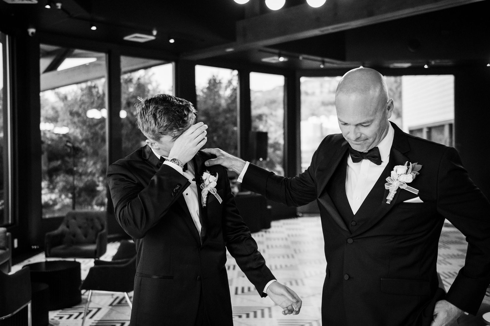 Emotional groom before the ceremony at a Castle Rock Colorado wedding