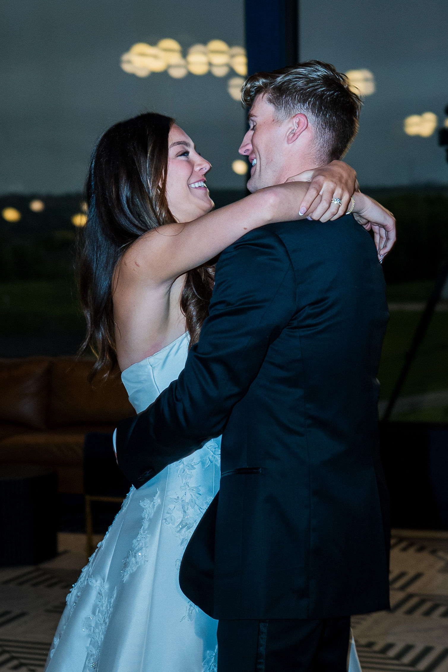 First dance at sunset at The Oaks at Plum Creek in Castle Rock Colorado