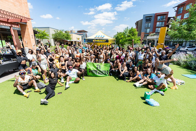 The Pilates and Prosecco community outdoors