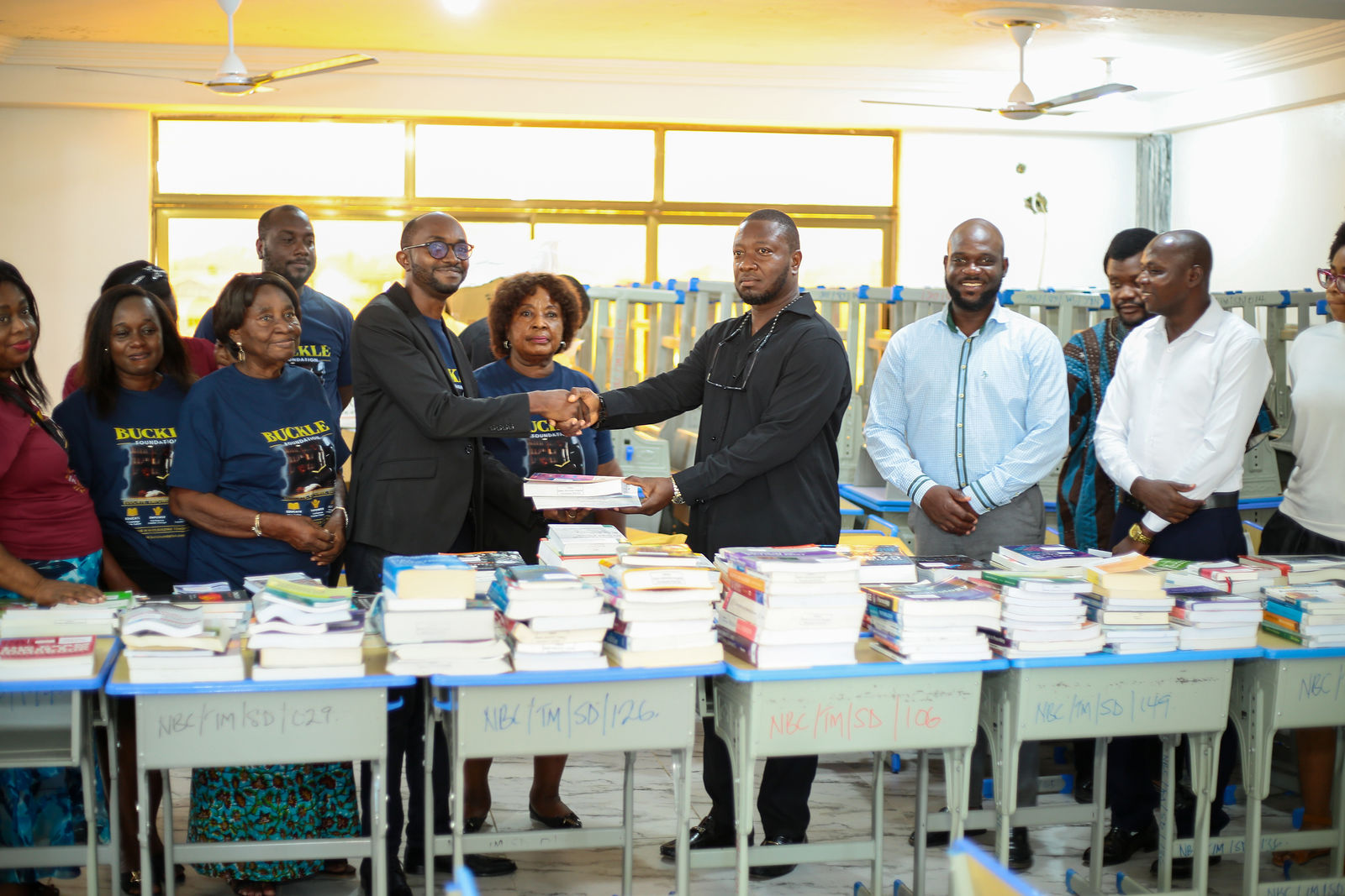 Buckle Foundation donating medical textbooks to NARH-BITA College Hospital in Tema, Ghana