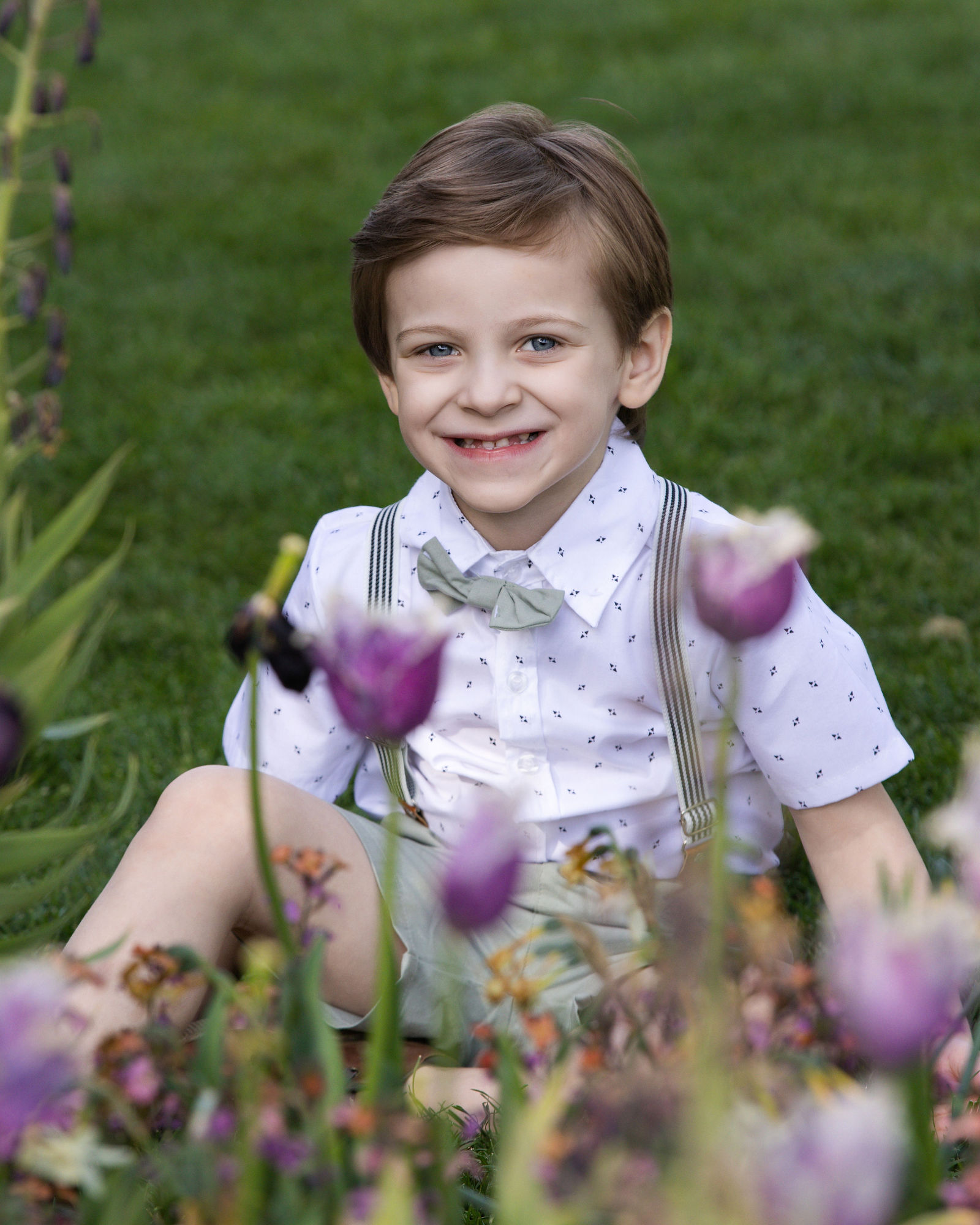 Spring child portrait at Ashton Gardens Tulip Festival in Lehi Utah