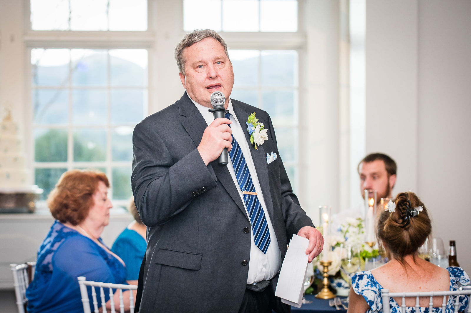 Father of the bride giving a toast at a Littleton Colorado wedding