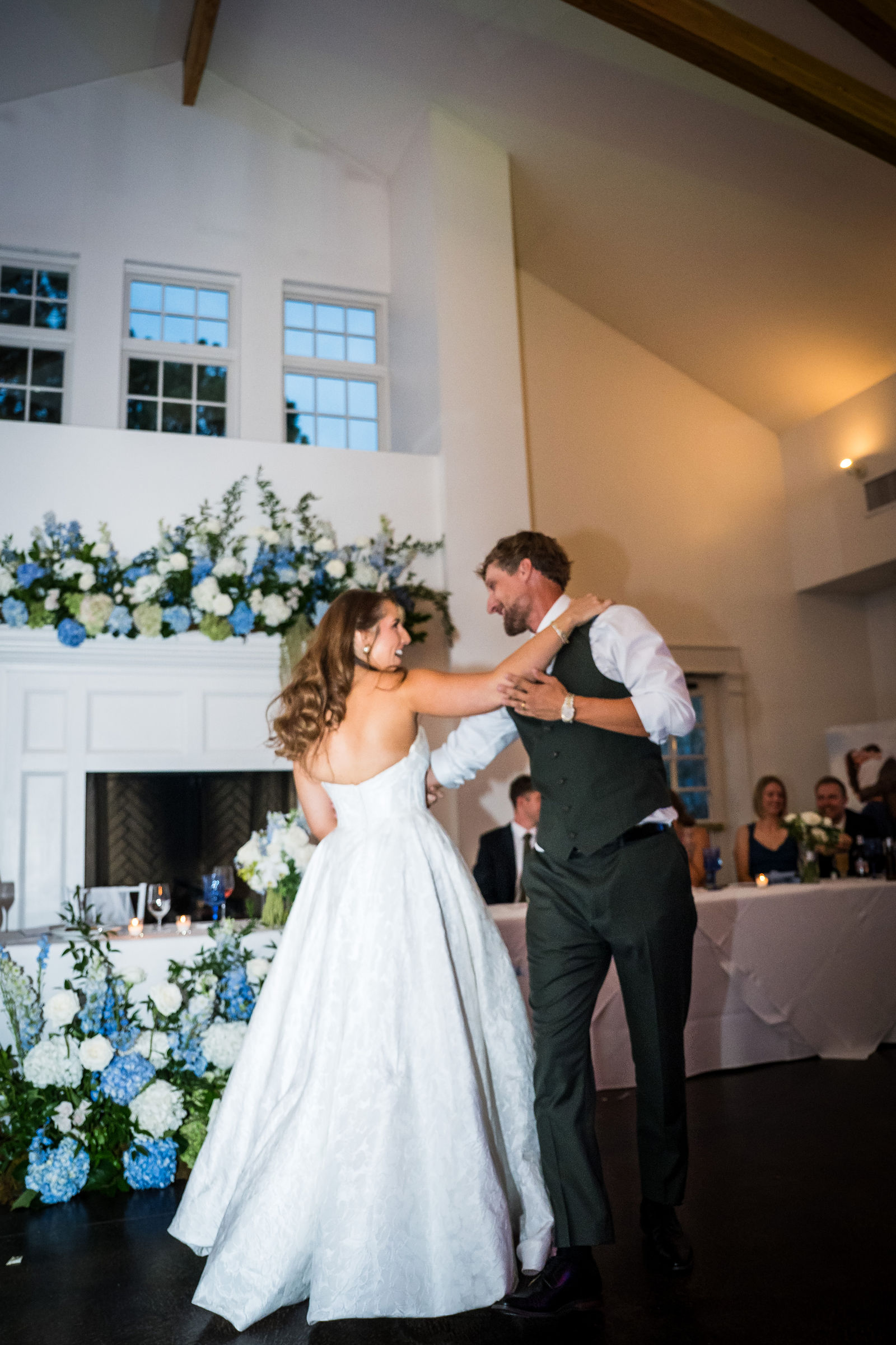 Bride and groom dipping during their first dance