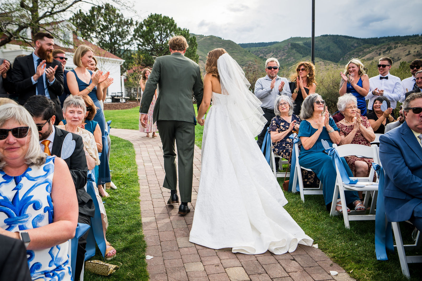 Recessional down the aisle after a Manor House wedding ceremony