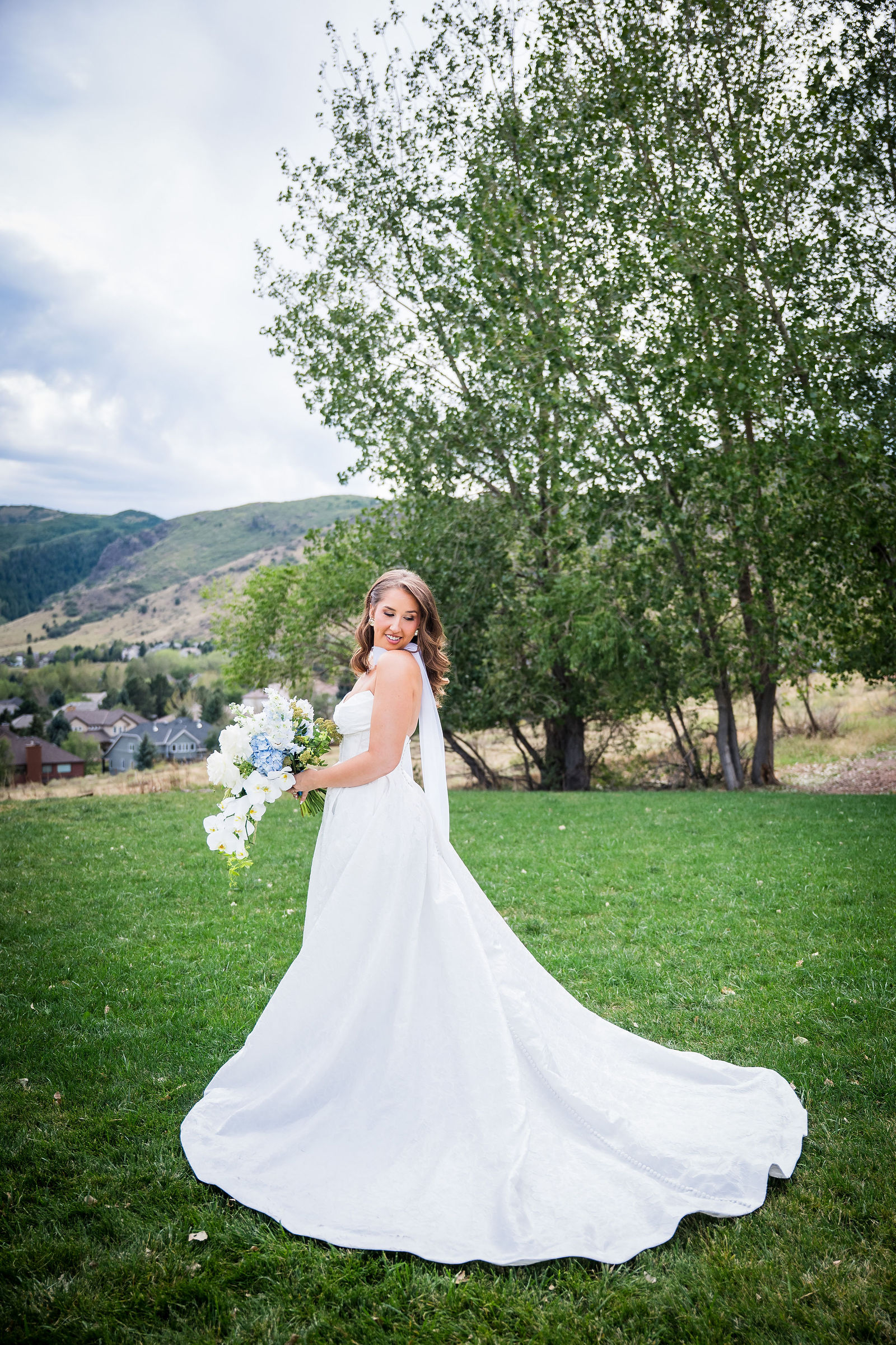 Bridal portrait among the aspens at the Manor House in Colorado
