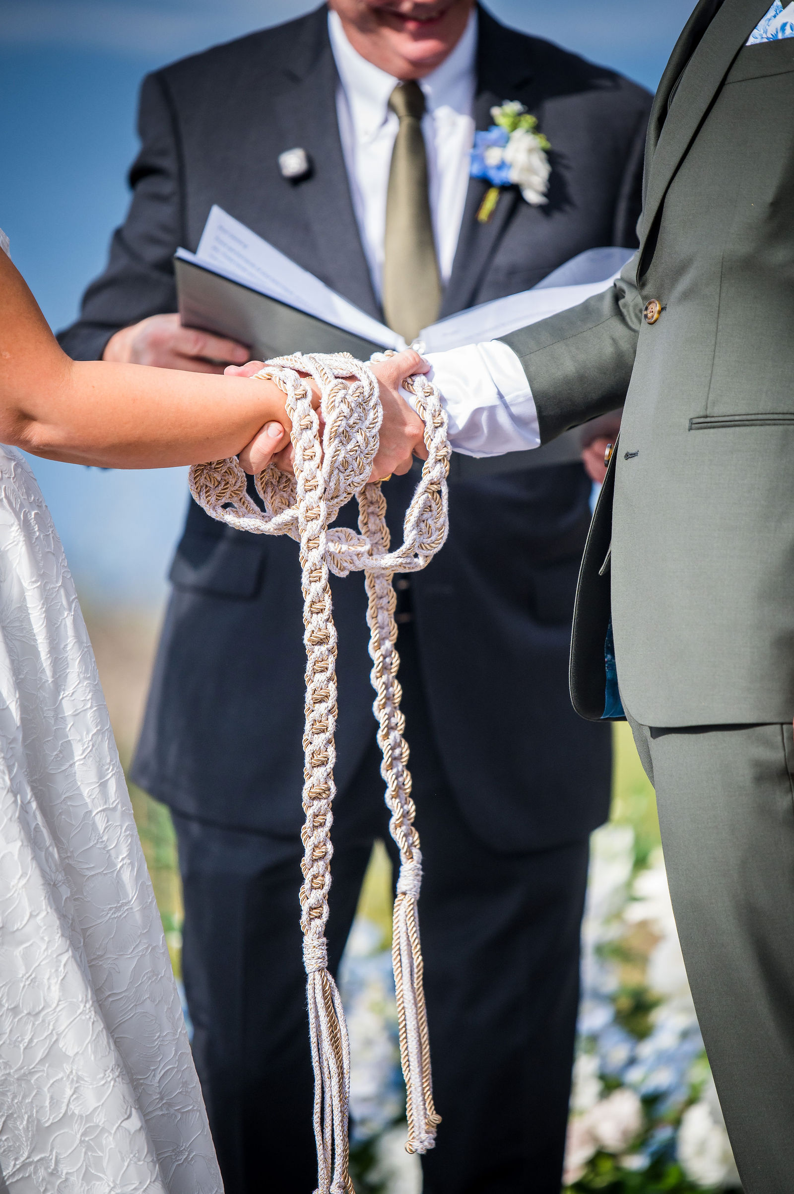 Close up of the braided love knot at a Colorado wedding ceremony