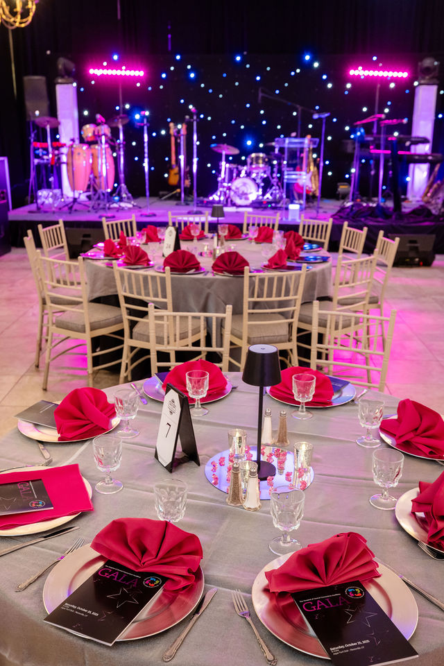 Gala stage setup with musical instruments