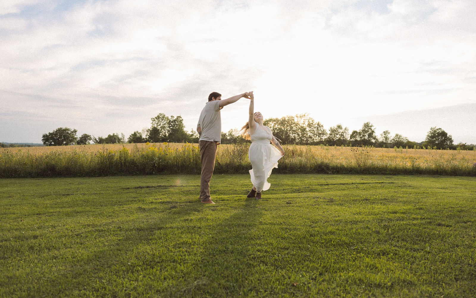 Couple embracing outdoors