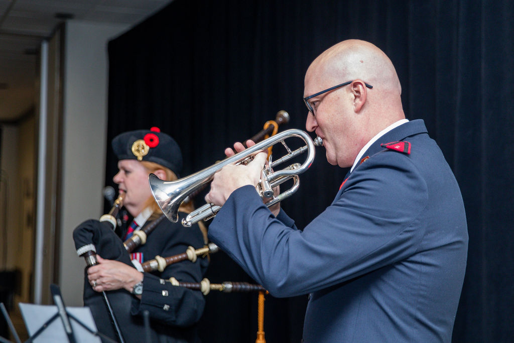 A piper and bugler at the Veterans' Tribute Lunch in Ottawa