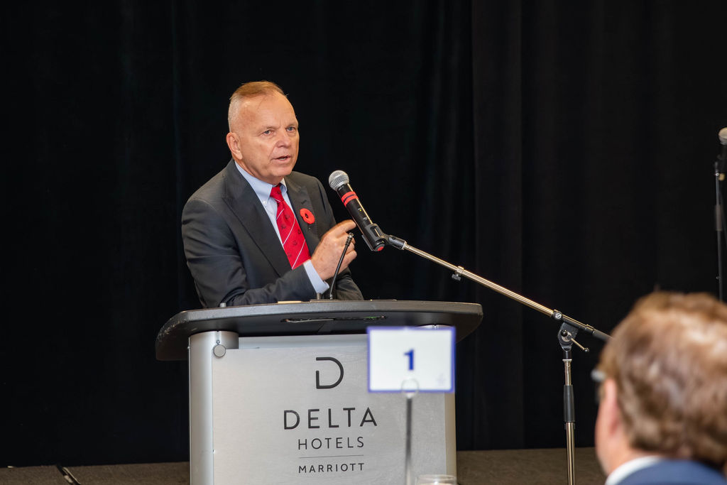 A speaker at the podium