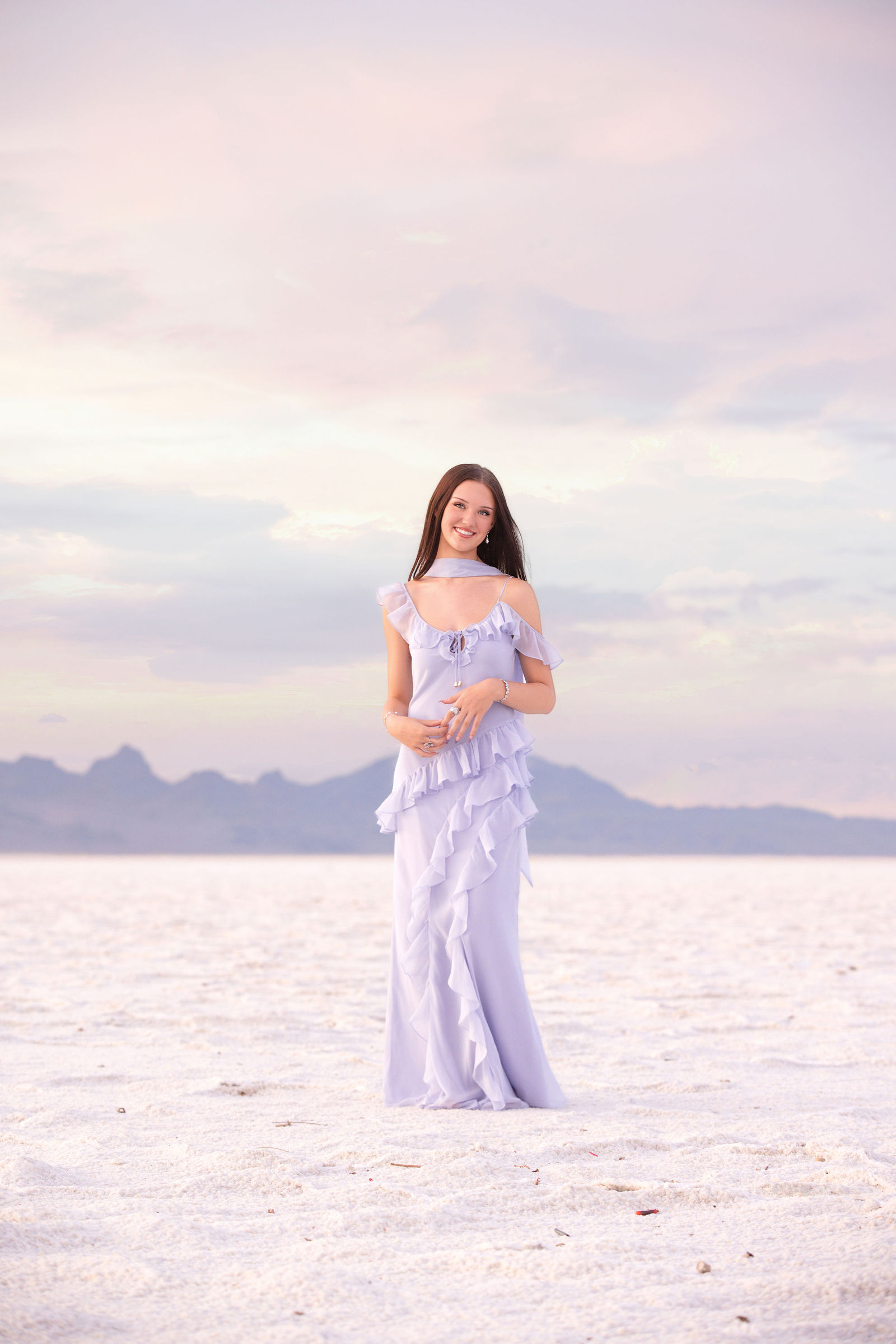 Creative blurry senior photo during a Bonneville Salt Flats photoshoot in Utah