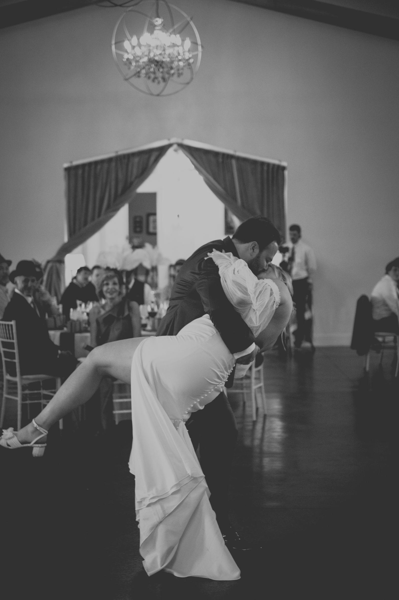Wide view of the first dance in the Manor House reception room