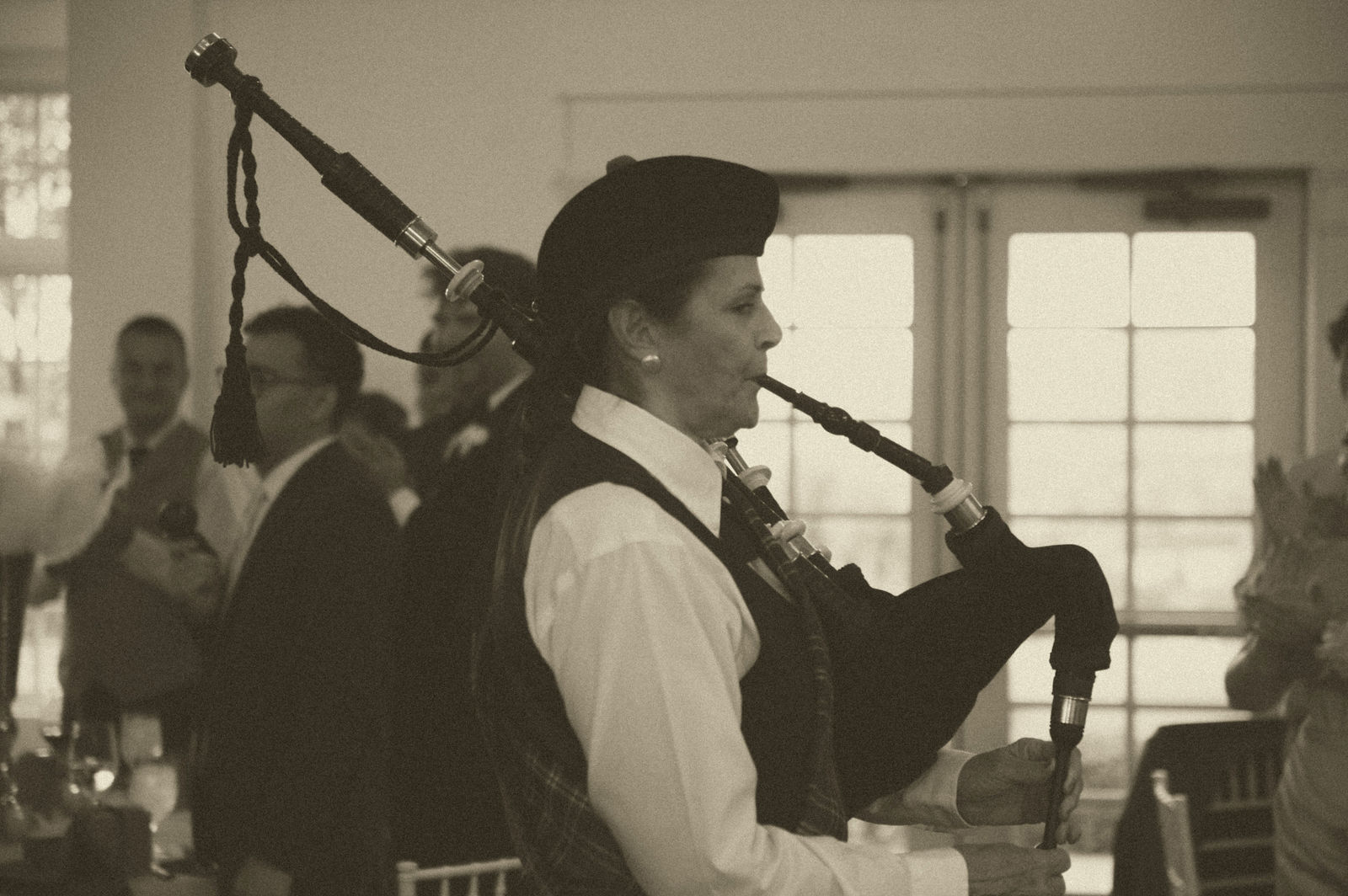 Close view of the bagpipes played during the reception entrance