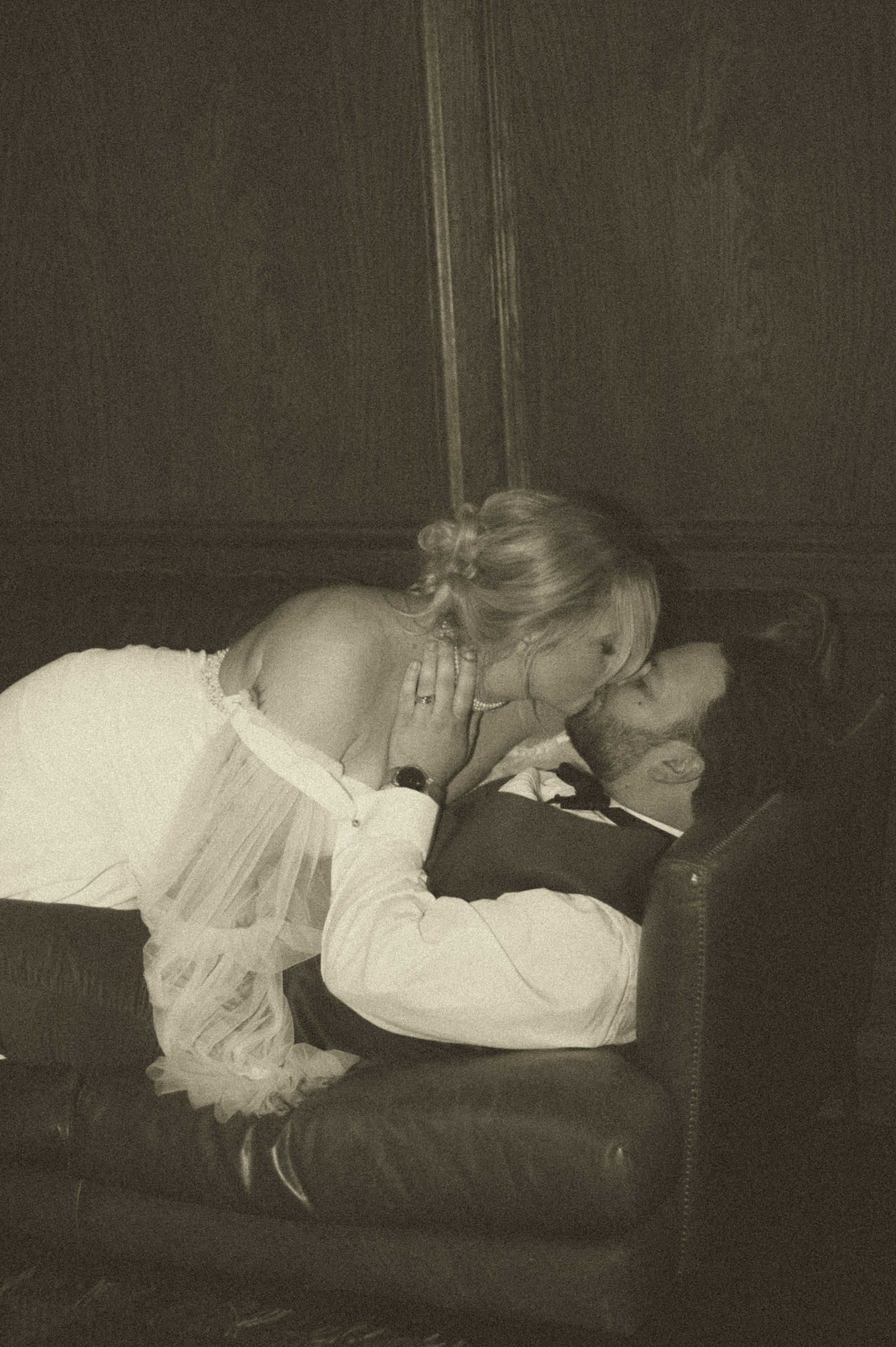 Bride and groom in the evening light outside The Manor House