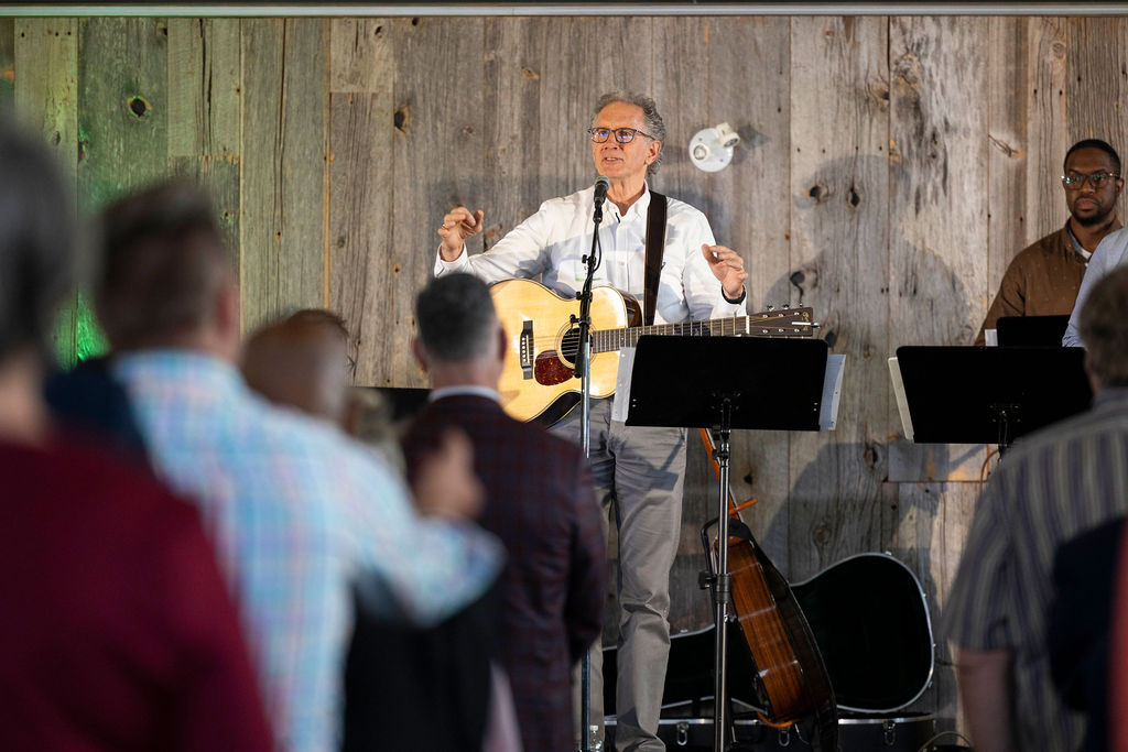 The worship team on stage