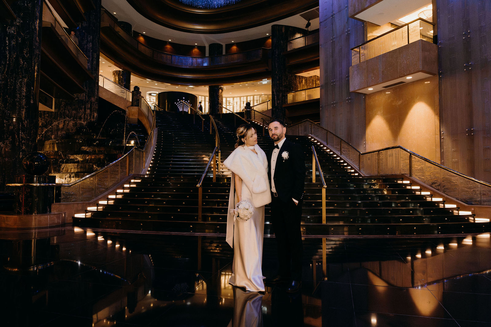 Couple during their ceremony in open country