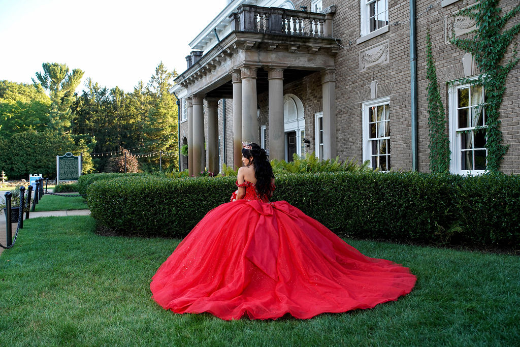 Merahy in her quinceañera gown — editorial portrait