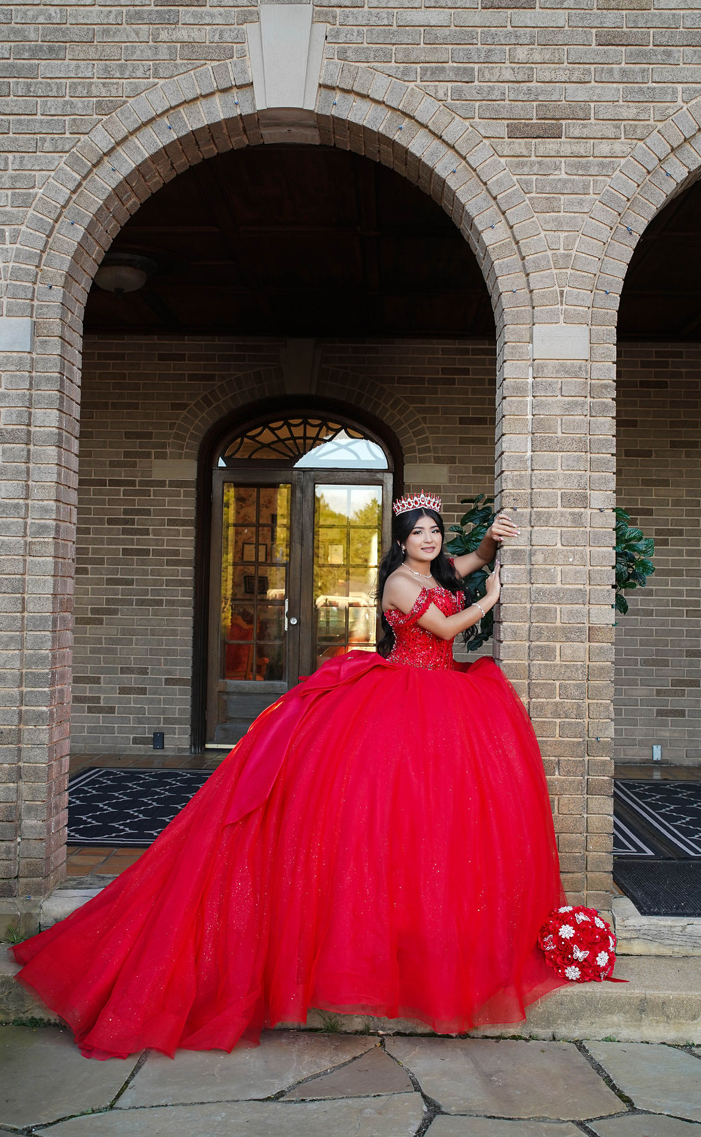 Merahy walking in her gown — editorial style